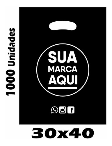 Imagem 1 de 1 de Sacolas Plásticas Personalizadas 30x40 / 1000 Un Promoção