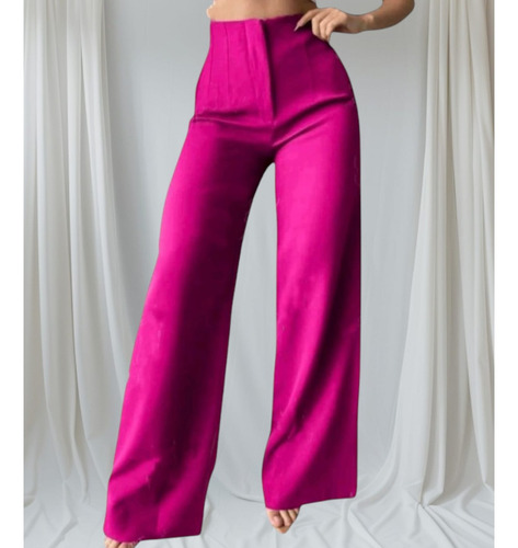 Pantalón Con Pinzas Acampanado Ancho De Vestir Para Mujer