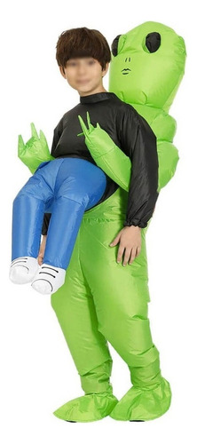 Disfraz De Alien Inlavel Alien Verde Carnaval Infantil