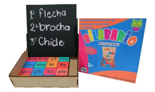 Silabario Compuesto Con Pizarron + Porta Letras