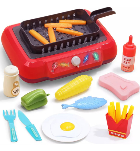 29 Piezas Juguetes De Cocina Para Ninos Utensilios Cocina Comida Color Rojo