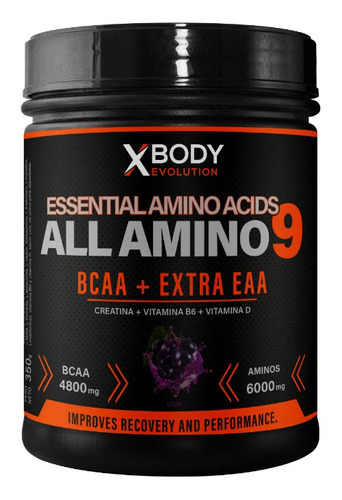 Aminoácido, El Mejor Recuperador Muscular All Amino9 Xbody Sabor Uva