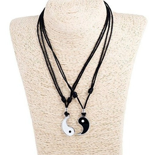 Conjunto De Colgante Yin Yang En Collares De Cordones Negros