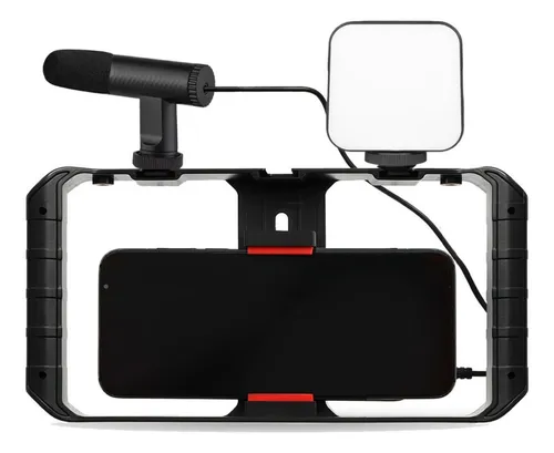 comprar Soporte Estabilizador Para Celular Con Microfono Y Luz Led Color Negro