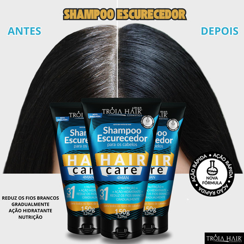 20 Sachês Shampoo Escurecedor 3 Em 1 C/ 15g Tróia Hair