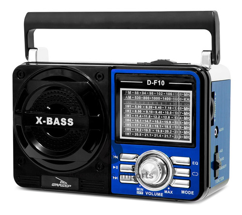 Radio Vintage Retrô Recarregável Am Fm Sw Usb Mp3 Auxiliar Cor Azul 110V/220V