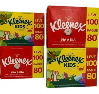 Kit C/ 6 Lenços Kleenex 100 Premium Duplo Lencinho De Papel