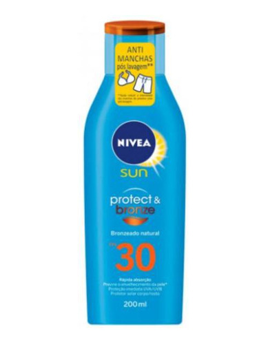 Protetor Solar Nivea Sun Protect & Bronze Fps30 200ml