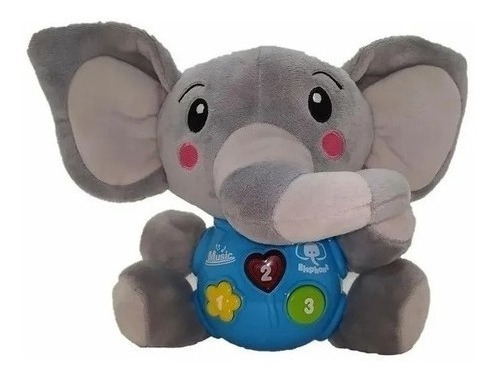 Imagen 2 de 4 de Ok Baby Elefante Con Luz Y Sonido Fanty Safari Musical 15 Cm
