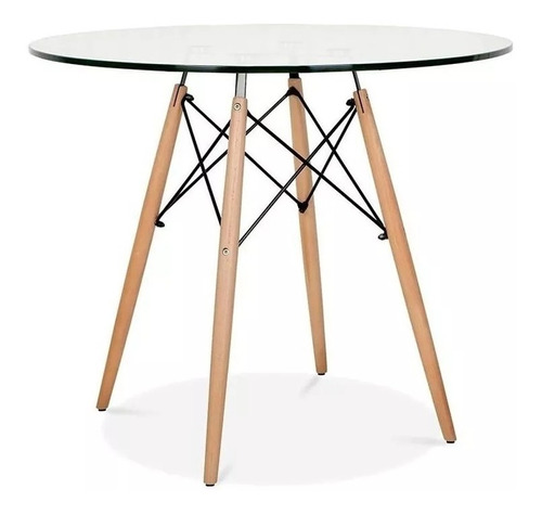 Mesa Eames Vidrio Redonda 100cm Diametro