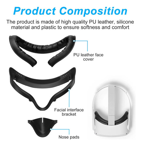 Vznek New Face Cover Pad For Oculus Quest 2, Sweatproof P...