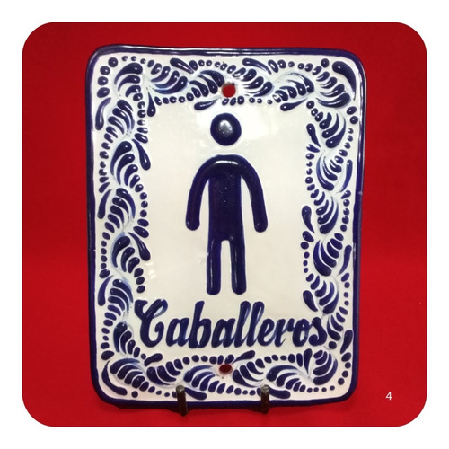 Imagen 2 de 2 de Jgo. 2 Placas Talavera Poblana P/baños: Hombre Mujer M13 Plc