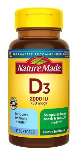 Vitamina D3 Corazon Huesos Salud 2,000 Iu 100 Cap Suplemento