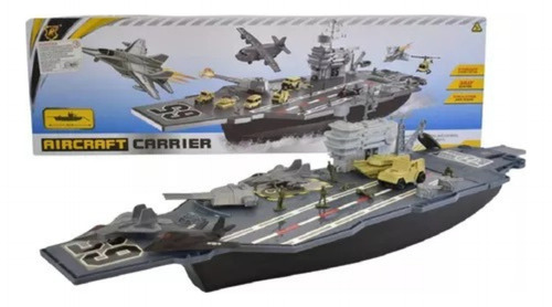 Barco Militar Porta Aviones Con Accesorios De 86cm Plástico