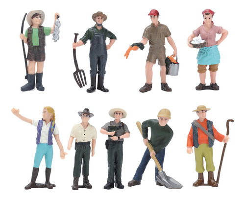 Mt Muñecos De Granjero Simulados Farmer Models, 9 Piezas