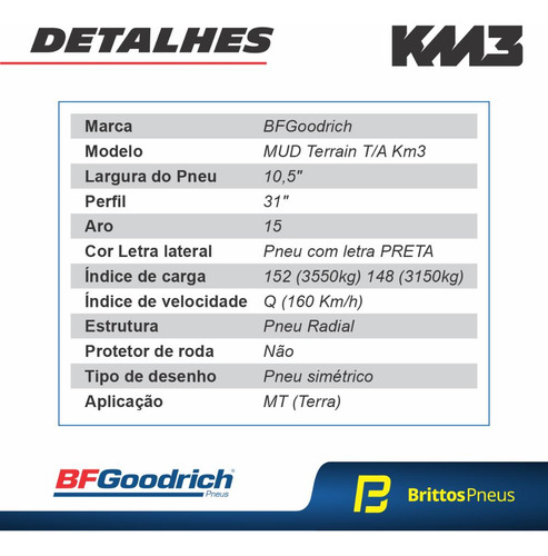 Pneu Bfgoodrich Aro 15 Mud Terrain T/a Km3 31x10,5 R15