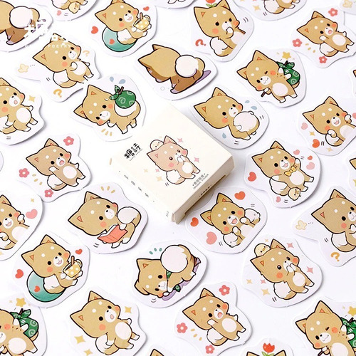 Sticker Perrito Kawaii 45 Piezas Para Laptop Agenda Diario 