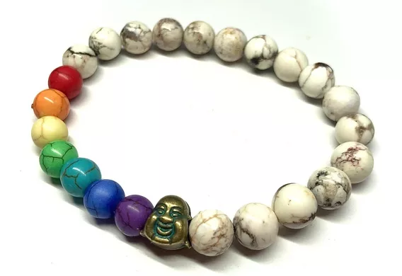 Pulsera 7 Chakras Y Buda En Piedra Natural Howlita