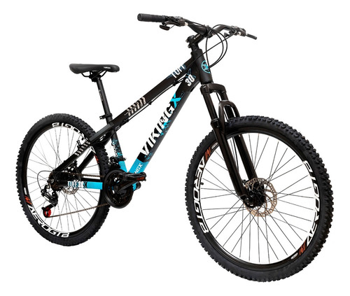 Bicicleta Vikingx Tuff30 Freio Disco Shimano 21v Susp Diant Cor Preto/azul-celeste Tamanho Do Quadro Único