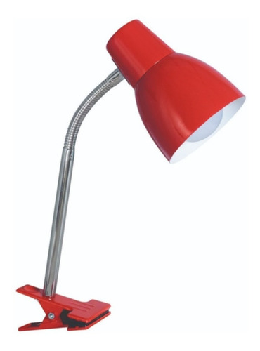 Imagen 1 de 9 de Lampara Escritorio Velador Pinza Flexible Rojo Dabor E A