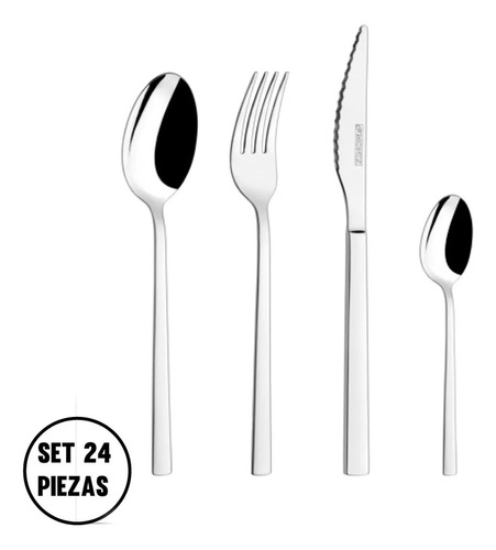 Set De Cubiertos Ac. Inox 24pzas Juego P/6 Per Monix Amalfi 