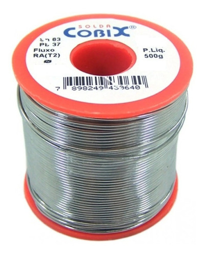 Solda Estanho 0.5mm C/ Fluxo 63x37 Carretel 500g - Cobix N/A