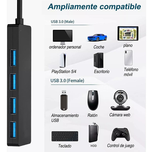 De Conector Múltiple Usb 3.0 De 4 Puertos