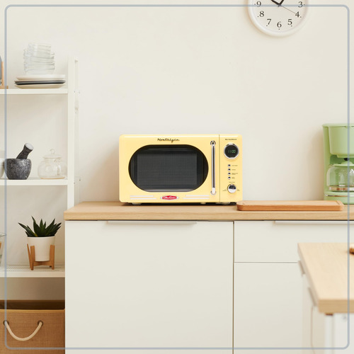 Horno Microondas Compacto Retro 0.7 Pies 700w Amarillo