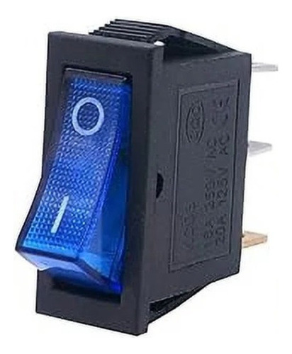 Llave Tecla On-off Kcd3 Rocker 16a Neon Azul Rectangular