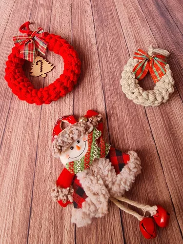 Mini Guirlanda De Crochê Conjunto Enfeites De Natal | Parcelamento sem juros
