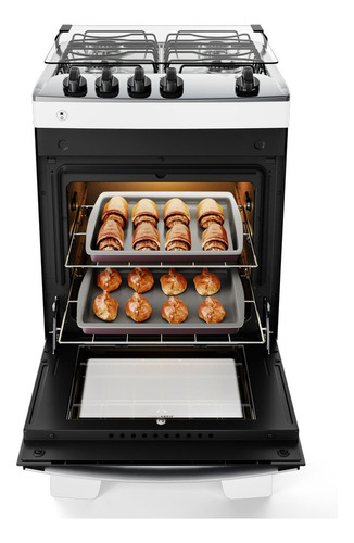 Fogão 4 Bocas Atlas Agile Up Glass Mesa Inox Branco Bivolt