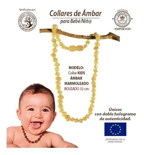 Collares De Ámbar Báltico Para Bebé Marmoleado 32cm
