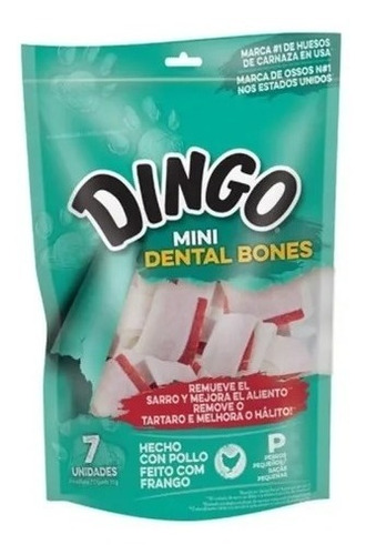 Imagen 1 de 5 de Dingo Mini Dental Bones Snack Golosina Pollo 7u Perro Pequeñ