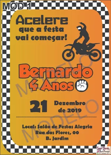 Adesivo moto trilha para lembrancinhas