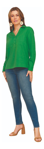 Blusa Mujer Casual Verde Lino 992-92