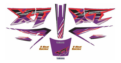 Kit Adesivos Yamaha Xt600 1997 Roxa E Branca 00745