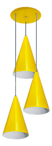 Lustre Pendente Cone Triplo - Mesa De Jantar Quarto Cozinha Cor Verde 110v/220v