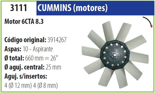 Helice Cummins Motor 6cta 8.3 Giro Derecho