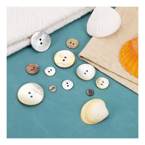 Botones De Concha Natural De 25 Pcs, 4 Hoyos De 15 Mm Mother