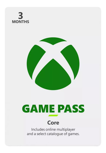 Tarjeta Xbox Game Pass Core / Xbox Live Gold 3 Meses