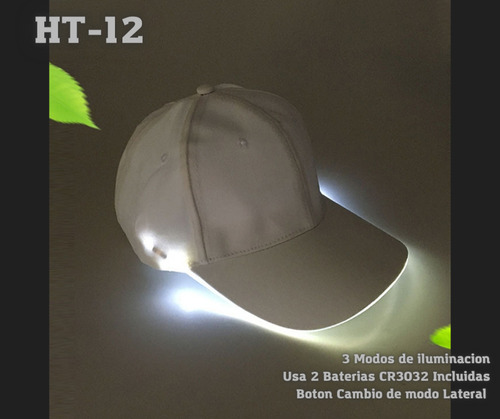 Gorra Led Blanca Luz Led Blanco