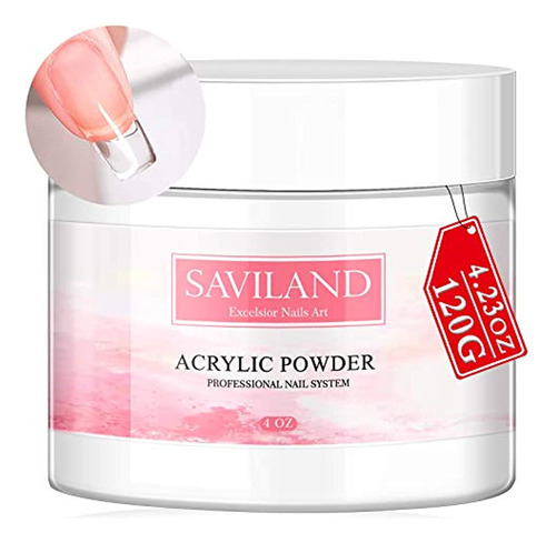 Saviland Clear Acrylic Powder 4.23oz - Professional Crystal 