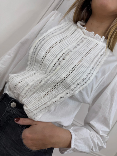 Camisa Blusa Importada Broderie Alforzas Hippie Chic Boho