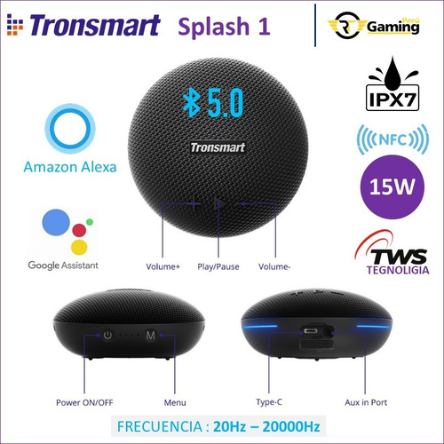 Parlante Bluetooth 5.0 Tronsmart Splash1, 15wats