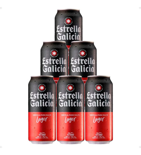 Cerveza Estrella Galicia Lager Lata 473ml X6 Unidades Kubo