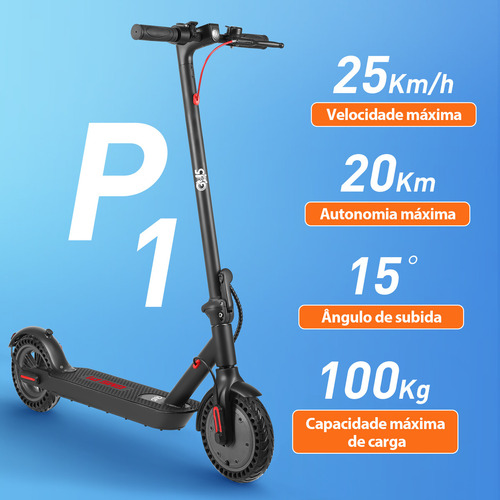 Gm5 P1 Patinete Elétrico Adulto, 400 W De Potência Máxima, 25 Km/h Velocidade Máxima, Autonomia De 20 Km Com Uma Carga Completa, Scooter Eletrica Dobrável Com Aplicativo Bluetooth Preto