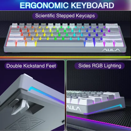 Aula 29 Rgb 60 Porcentaje Teclado Con Cable Pc Gaming Mec...