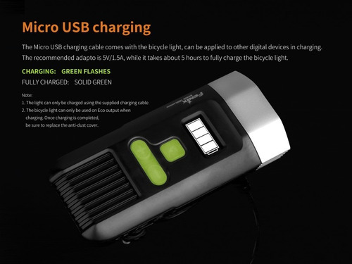 Imagen 4 de 10 de Linterna Para Bicicleta Fenix Bc30r Rebccargable 1800 Lumens