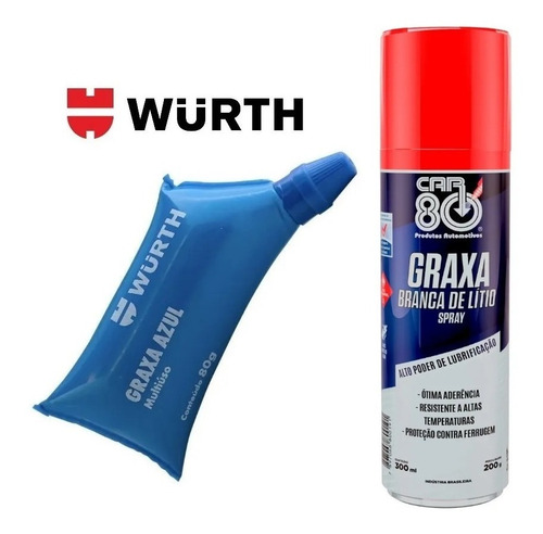 Graxa Azul Wurth Multiuso 80g + Car80 - Graxa Branca