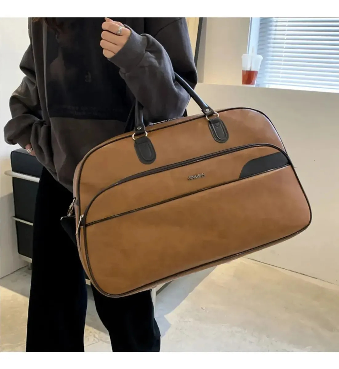 Bolsa Couro Grande De Viagem Mala Mão Resistente Caramelo Artestore